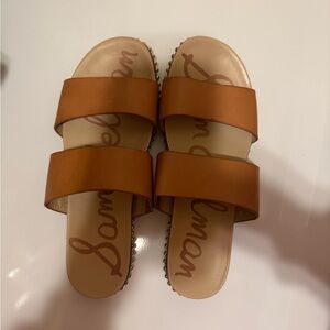 Sam Edelman Cognac Double-Strap Slide Sandals